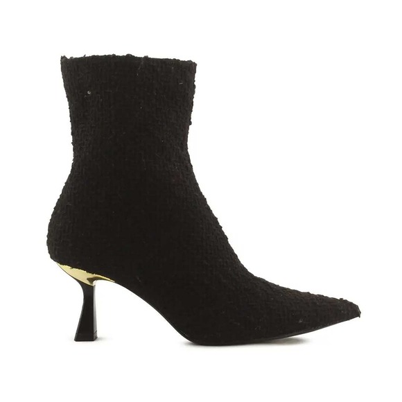 Zara Shoes - $90 NWOT Zara Black Textured Pointed Toe Sock Booties Gold Heel Ankle Women's 36